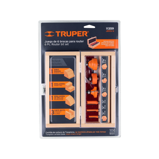 Juego De 6 Brocas Para Router 11359 Truper