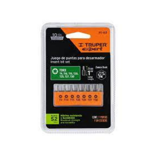 3192-Juego De 7 Puntas Torx Combinadas Largo 1' 17795 Truper