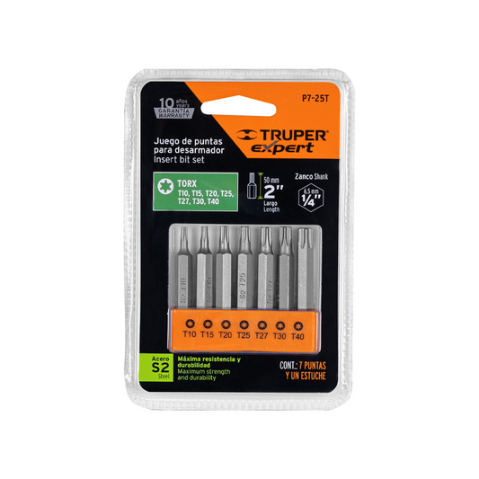 3193-Juego De 7 Puntas Torx Combinadas Largo 2' 17796 Truper