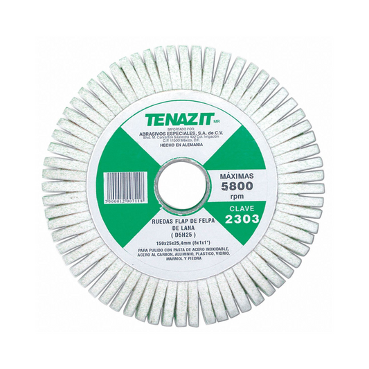 2234-Rueda Flap De Felpa De 150 X 25 X 25.4 Mm Para Pulido 2303 Austromex