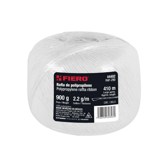 Rollo De Rafia De 410 M Color Blanco Calibre 2.2 G/M Fiero 44492 Truper