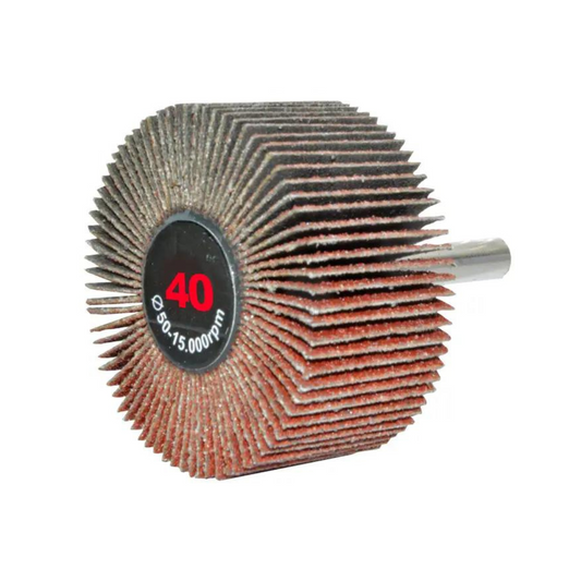 Rueda Flap Con Vástago De Óxido De Aluminio Grano 40 De 50 X 25 X 6.4 Mm 2614 Austromex