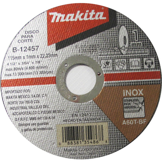 2055-Disco De Corte Preciso Inoxidable 4-1/2 X 3/64 X 7/8 50 (E-17893) B12457 Makita