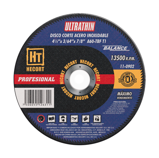 2059-Disco De Corte Acero Inoxidable 4-1/2 110902 Hecort