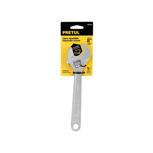 llave Ajustable (Perico) 8' Cromada, Pretul Truper  TRU21815