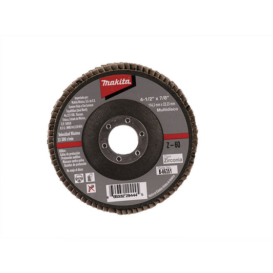 2085-Disco Flap Zirconio 4-1/2" G60 T29 Azul Metal B-06351 Makita